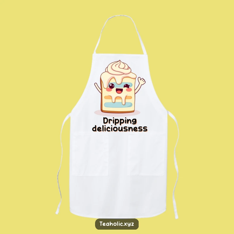 Funny Kitchen Happy Cake Slice Apron - Waving Baker Gift
