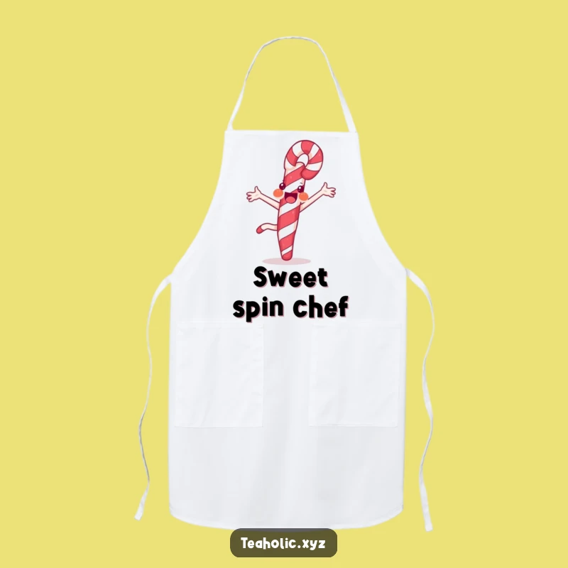 Funny Candy Cane Apron: Joyful Cartwheeling Chef for Sweet Creations