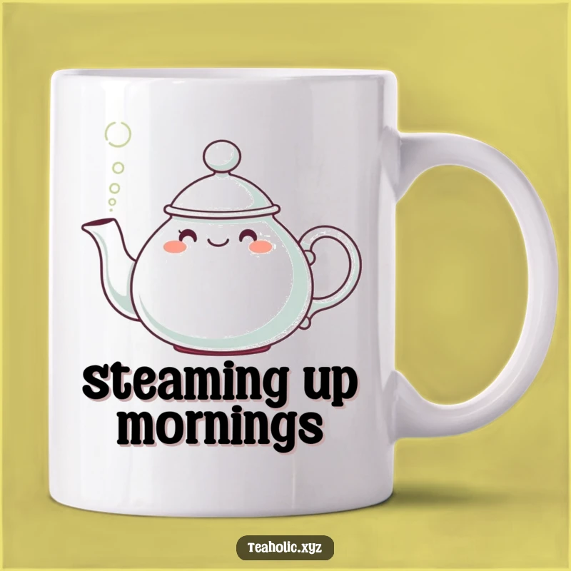 Funny Teapot Puff Mug: Adorable Character Design, Perfect Humorous Gift!
