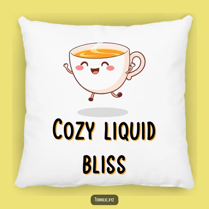 Funny Tea Cup Pillow: Cozy Happy Jump Accent Pillow Funny Gift