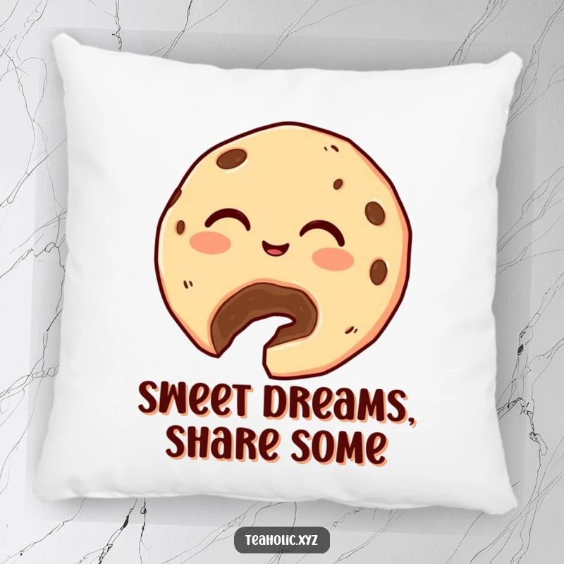 Funny Cookie Pillow: A giggling cookie with a bite taken out generously offers a crumb, offering cozy and humorous companionship.