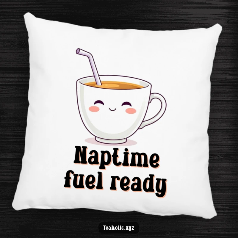 Funny Teacup Character Pillow: A soft pillow featuring a smiling teacup with a wiggling straw taking a big sip.