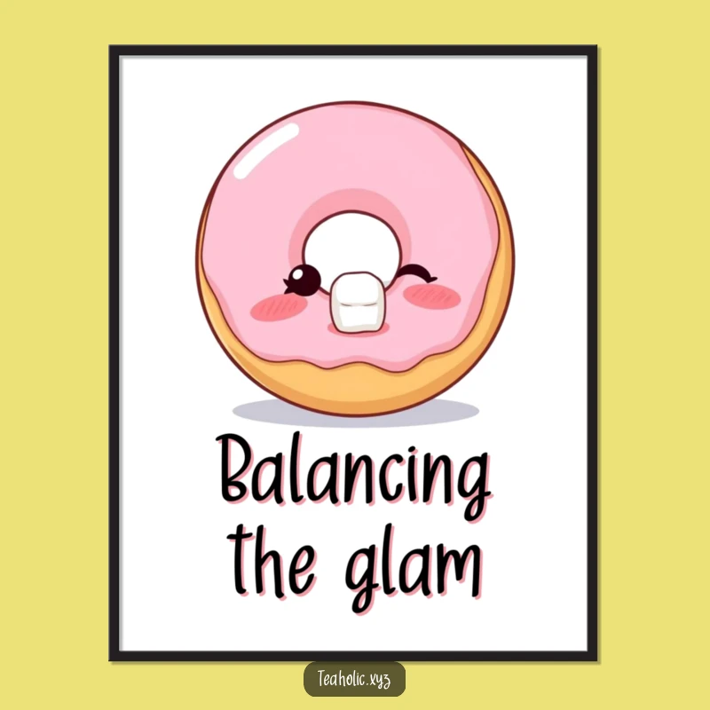 Funny Donut Wink Digital Art: Balance Printable Funny Gift