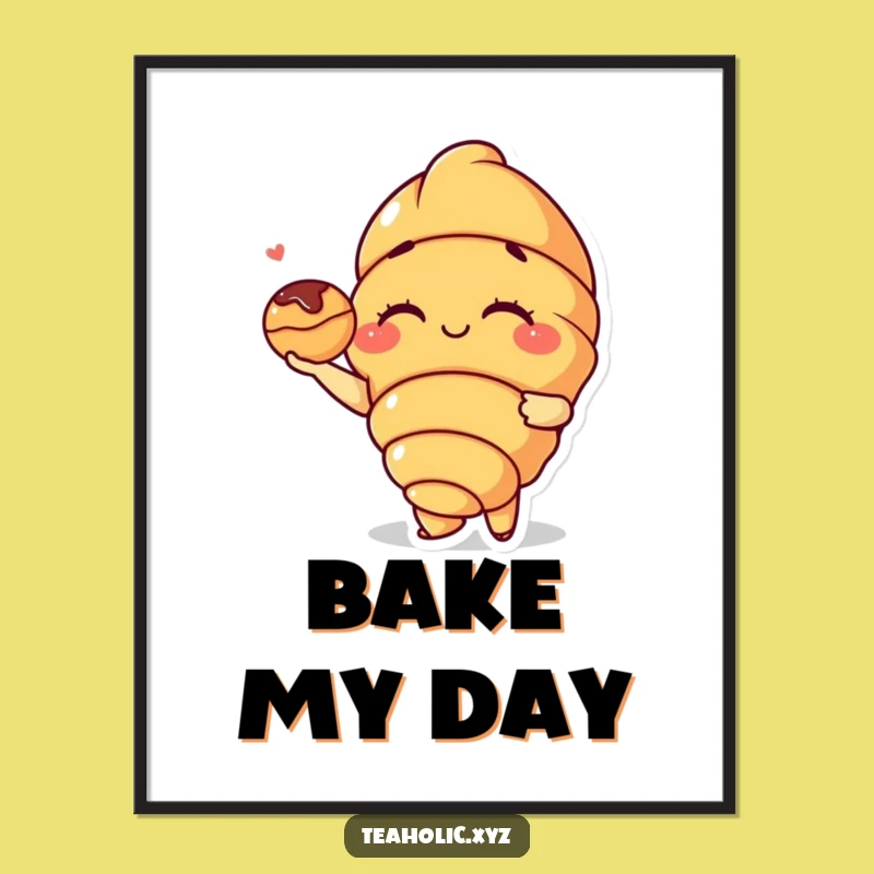 Funny Croissant Wink Digital Art: Pastry Pal Charm - Instant Funny Gift Download
