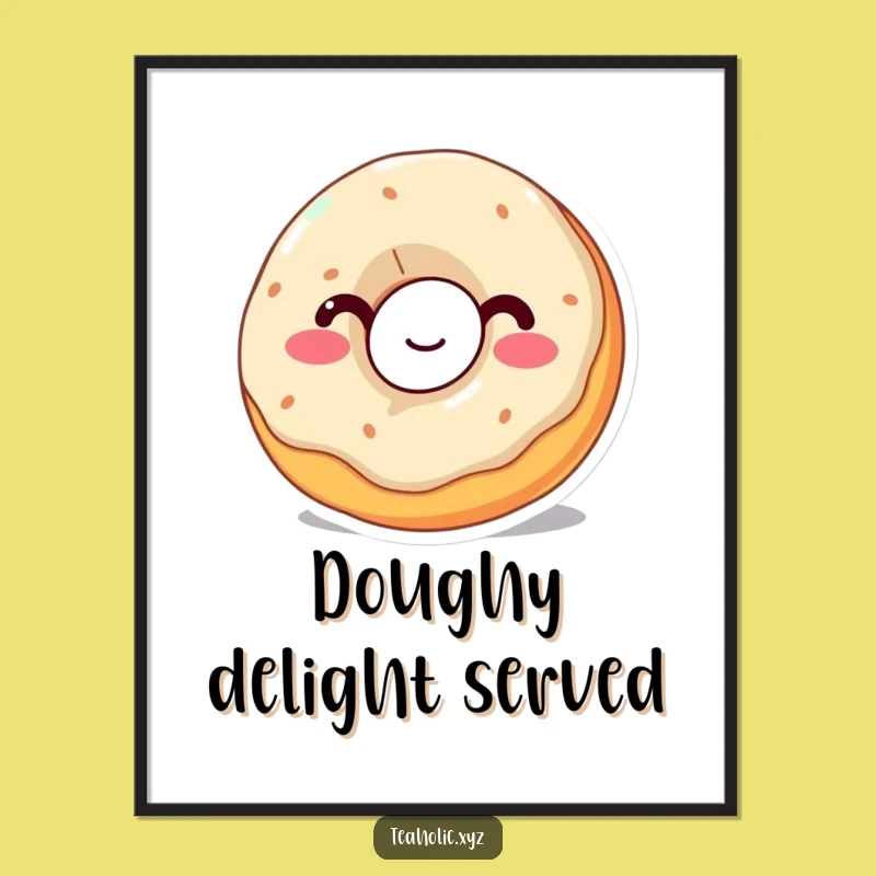 Funny Donut Sipping Digital Art Print - Instant Sweet Decor!