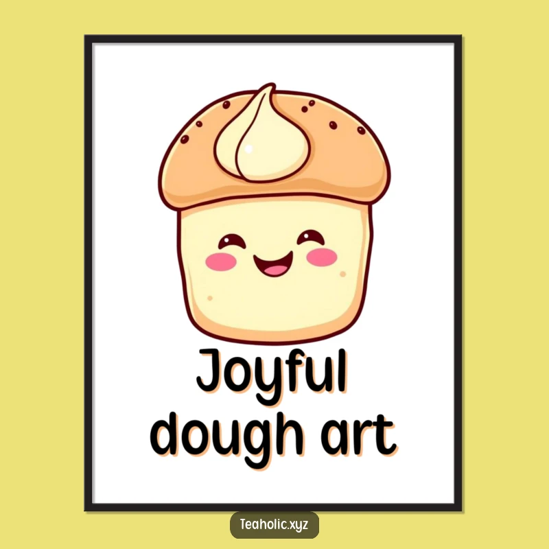 Funny Scone Delight Digital Art: Printable Pastry with Cream, Instant Funny Gift Decor