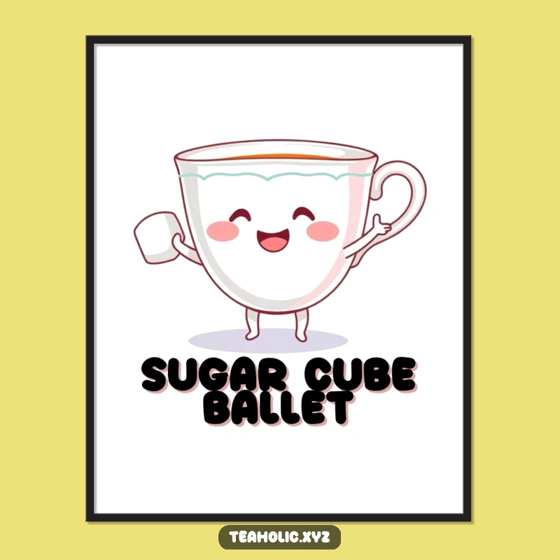 Funny Teacup Sugar Cube Dance Digital Print - Instant Joyful & Funny Wall Decor