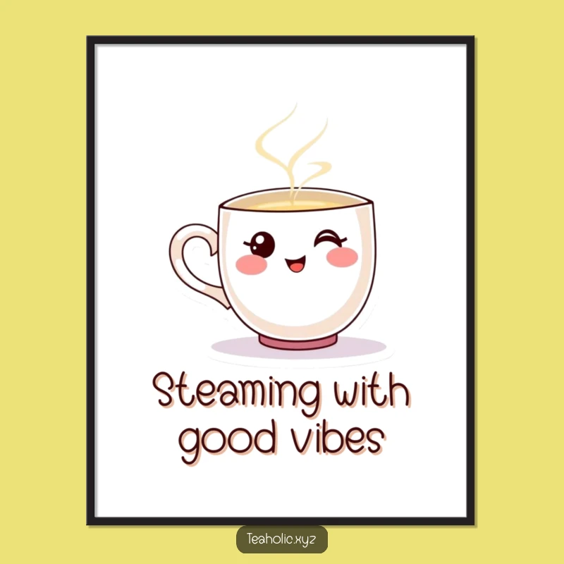 Funny Teacup Digital Art: Instant Warmth from a Steaming Pouring Character