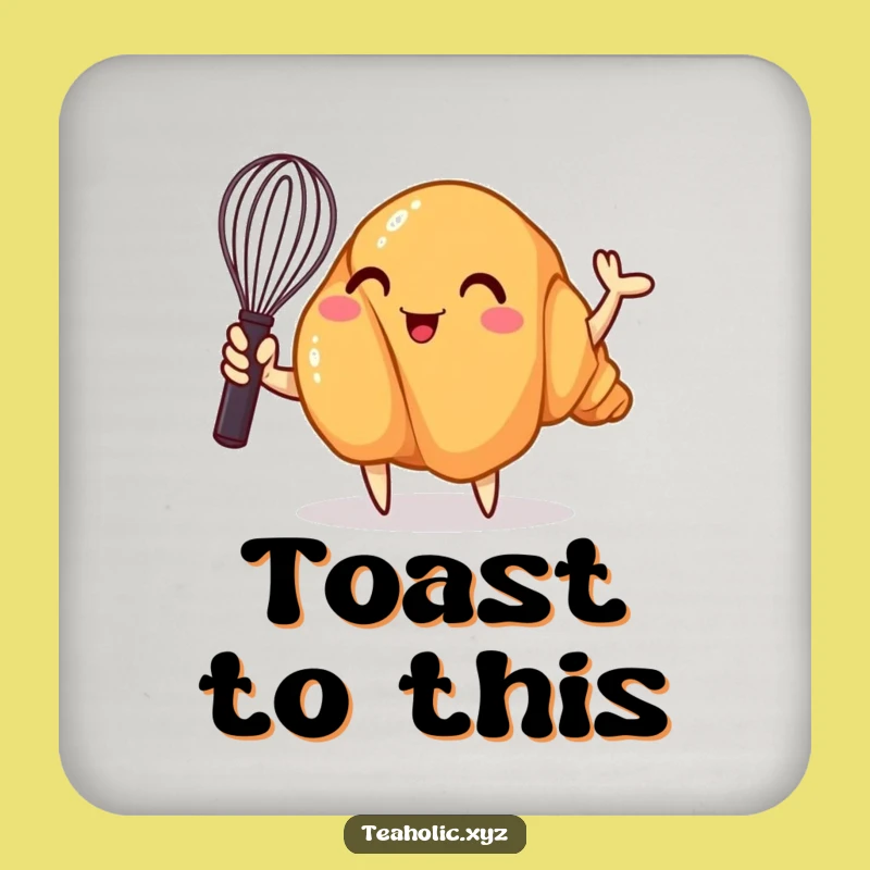 Funny Croissant Whisk Coaster Set: Whimsical Baker Protection, Perfect Funny Gift for Tables