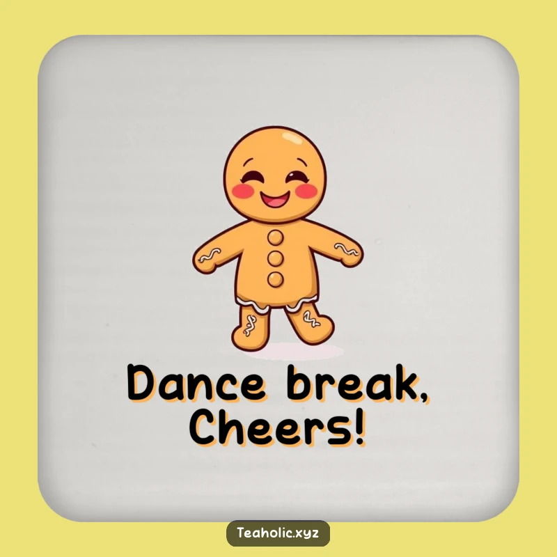 Funny Gingerbread Man Coaster: Giggling Jigging Cookie Protects Surfaces