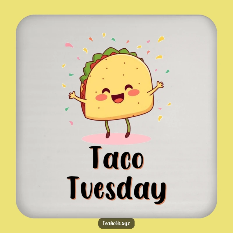 Funny Taco Drink Coaster Set - Cheerful Dancing Taco, Fiesta Table Decor