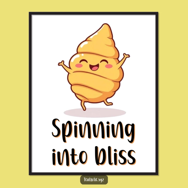 Funny Croissant Spin Poster: Cheerful Pastry Art, Hilarious Funny Gift Decor