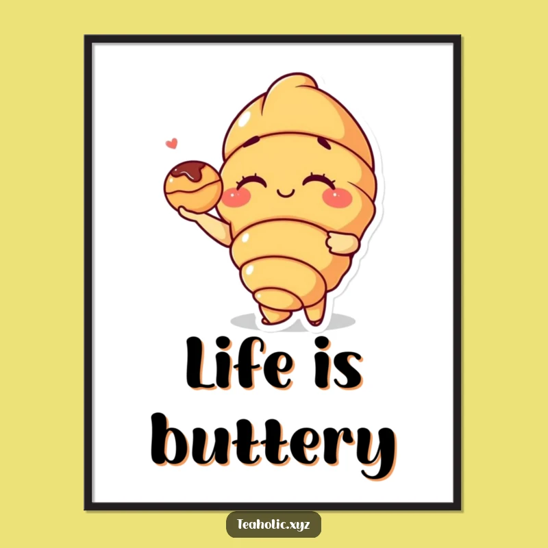 Funny Croissant Wink Poster: Pastry Pal Art - Adorable Funny Gift for Walls