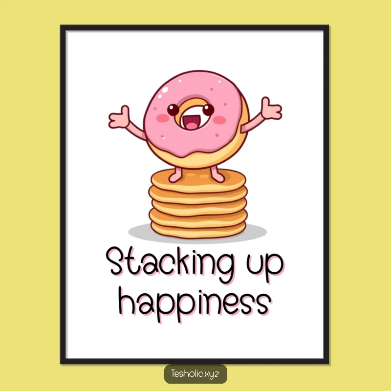 Funny Donut Pancake Bounce Poster - Delicious Wall Art & Funny Gift Idea