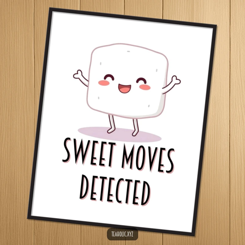 Funny Sugar Cube Character Poster: A small sugar cube with legs happily dancing, bringing joy to any space.