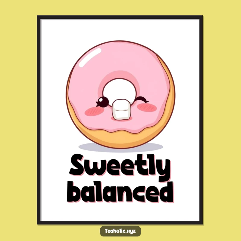 Funny Donut Wink Poster: Cheeky Balance Wall Art Funny Gift