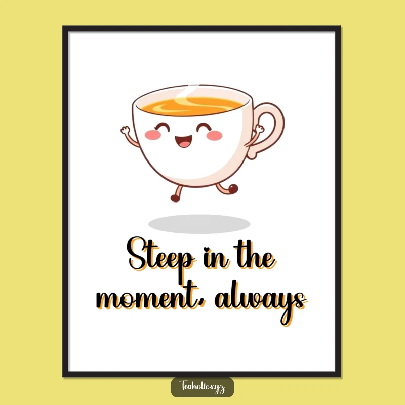 Free Printable Wall Art: Happy Tea Cup, Hilarious Swirling Steam Decor for Cozy Spaces