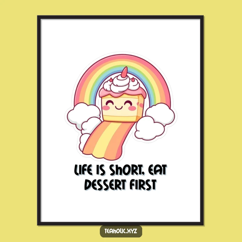 Funny Free Printable Wall Art: Cake's Rainbow Slide, Whimsical Downloadable Decor!