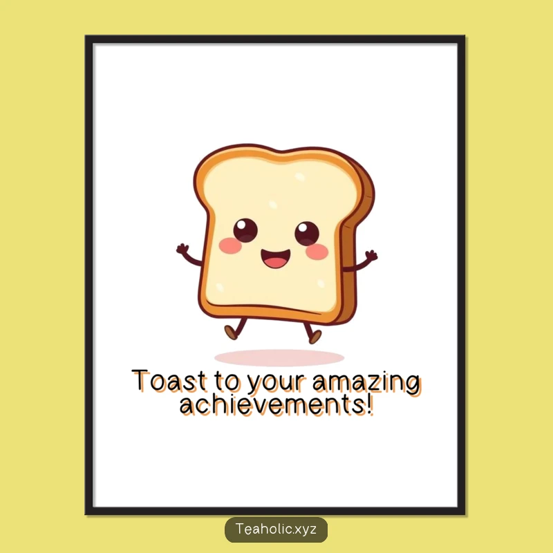 Funny Free Printable Wall Art: Smiling Toast's Hop, Quirky Downloadable Decor!