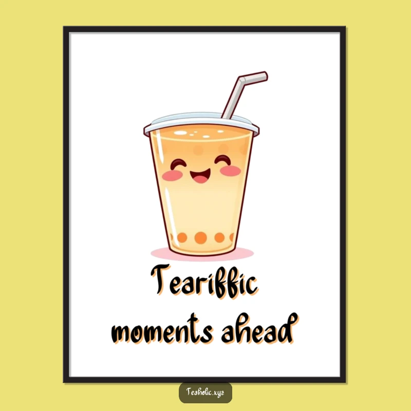 Funny Free Printable Wall Art: Wiggling Tea Cup - Joyful Downloadable Decor