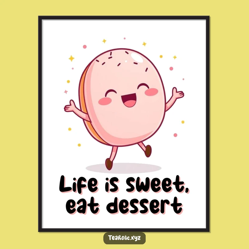 Free Printable Wall Art: Dancing Macaroon Sparkly Sweet Decor Downloadable Art