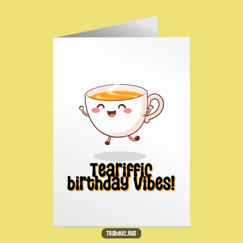 Free Printable Birthday Card: Happy Tea Cup, Hilarious Jumps & Swirls Gift for Cozy Celebrations