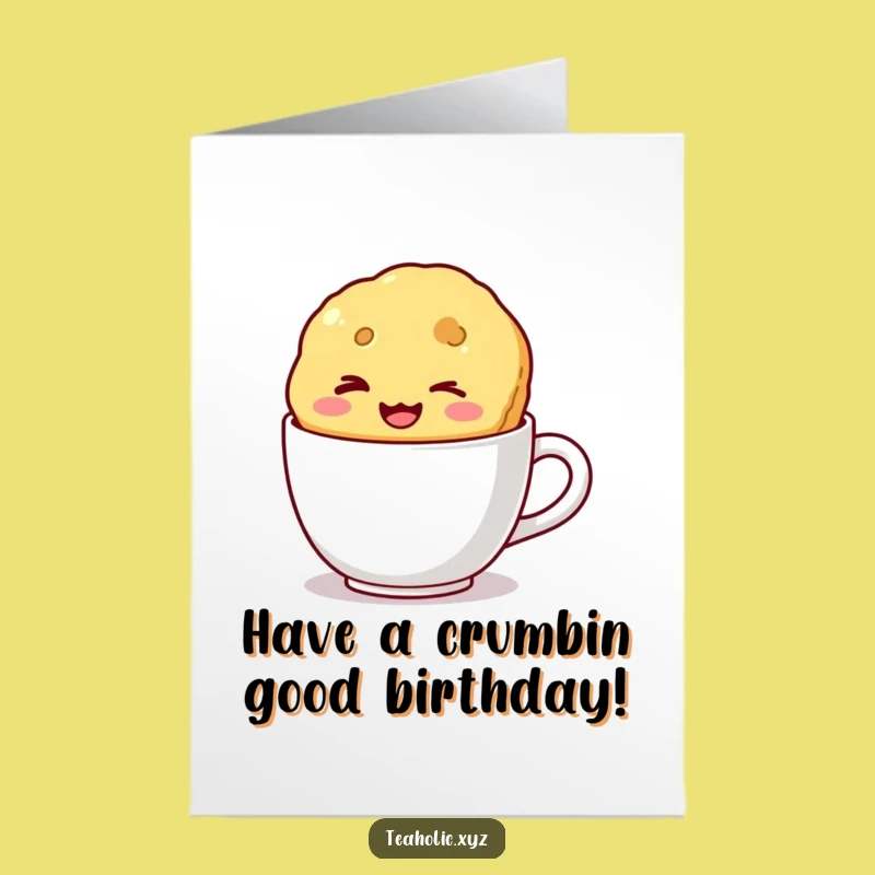 Free Printable Birthday Biscuit Card: Winking Biscuit in Mug Hilarious Downloadable Gift!