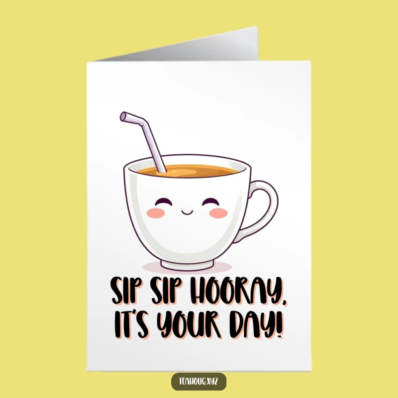 Free Printable Teacup Sip Birthday Card: Funny Downloadable Gift
