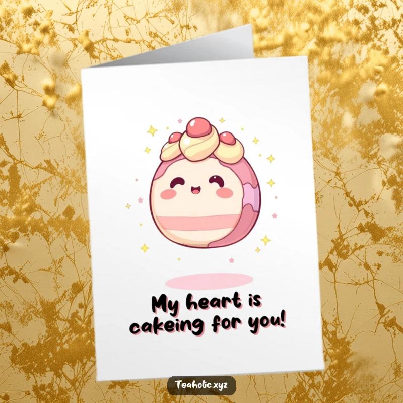 Funny Free Printable Thank You Card of a round cake character levitating slightly, twinkling with gratitude.