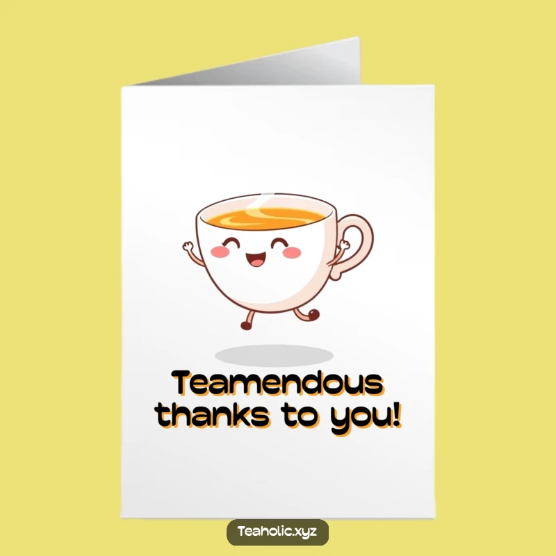 Free Printable Thank You Card: Happy Tea Cup, Funny Swirling Steam Gift for Gratitude