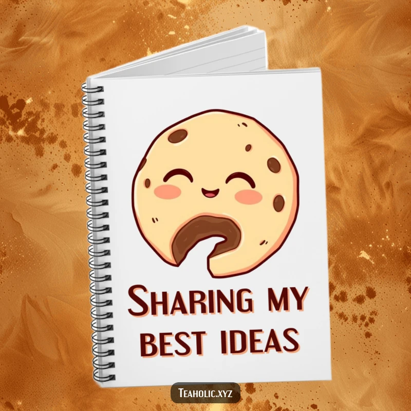 Funny Cookie Notebook: A giggling cookie with a bite taken out generously offers a crumb, inspiring sweet and generous notes.