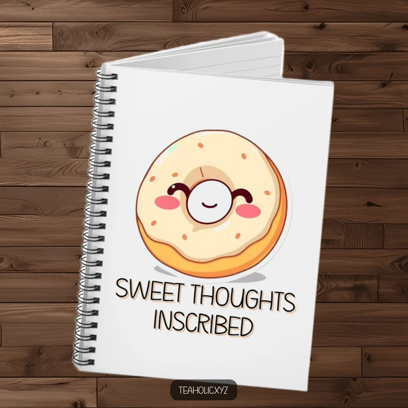 Funny Donut Notebook: A wobbly donut with a happy expression takes a big sip, inspiring sweet and happy notes.