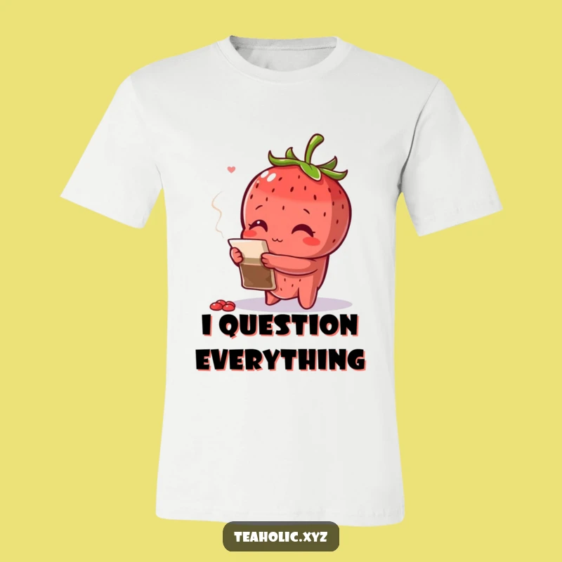 Funny Curious Strawberry Tee - Inspecting Teabag Shirt Gift